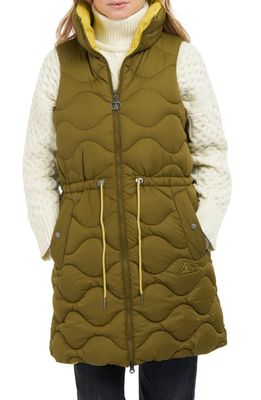 Barbour Shelly Reversible Long Vest in Olive Lime/Limeade