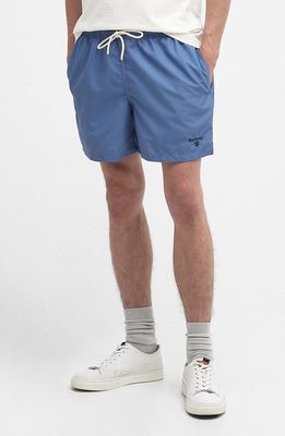 Barbour Staple Logo Embroidered Swim Trunks in Force Blue