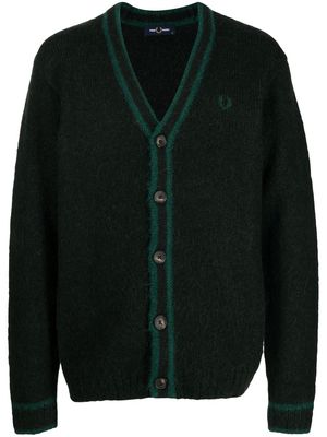 Barbour stripe-detail textured knit cardigan - Green