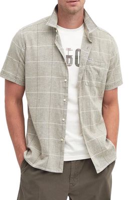 Barbour Swaledale Check Short Sleeve Linen & Cotton Button-Up Shirt in Olive