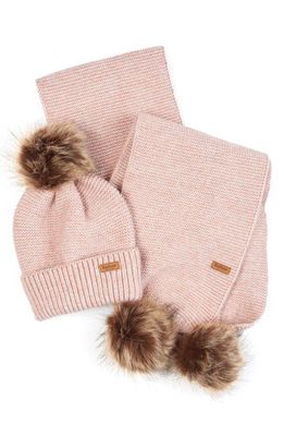 Barbour Swinley Beanie & Scarf Gift Set in Pink