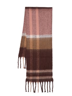 Barbour tartan-check fringed scarf - Brown
