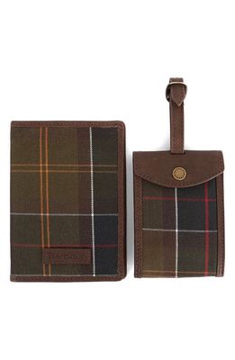 Barbour Tartan Passport Case & Luggage Tag in Classic Tartan/Brown