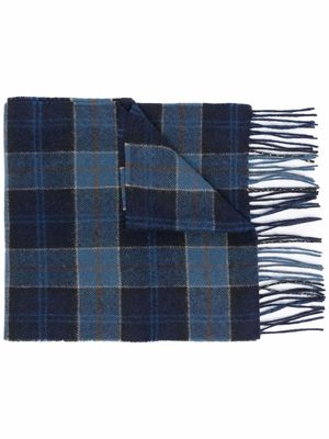 Barbour tartan-print knitted scarf - Blue