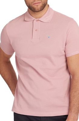 Barbour Tartan Short Sleeve Polo in Faded Pink