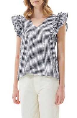 Barbour Thistle Gingham Ruffle Top in Navy Check