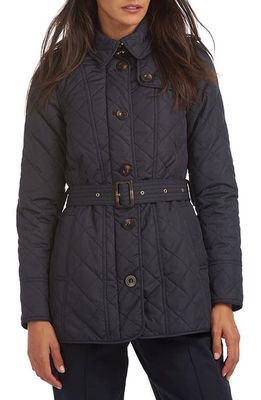 Barbour Tummel Belted Quilted Jacket in Navy