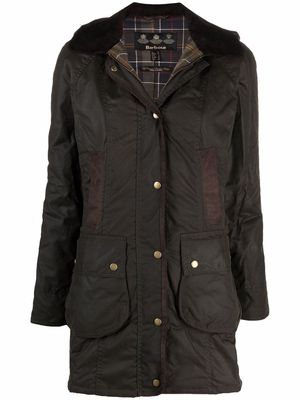 Barbour wax-coated buttoned-up coat - Green