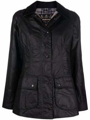 Barbour wax-coated buttoned-up jacket - Black