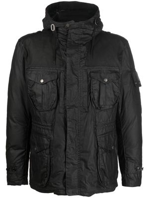 Barbour wax-coated hooded jacket - Black