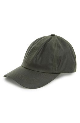 Barbour Waxed Canvas Baseball Cap in Sage