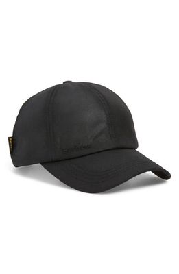 Barbour Waxed Cotton Baseball Cap in Black