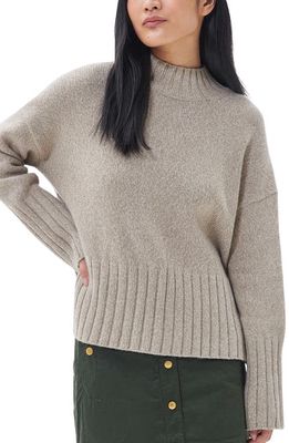 Barbour Winona Cotton & Wool Blend Funnel Neck Sweater in Light Fawn