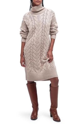 Barbour Woodlane Cable Stitch Long Sleeve Sweater Dress in Nougat