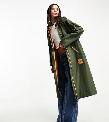 Barbour x ASOS exclusive hooded showerproof coat in olive-Green