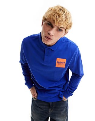Barbour x ASOS exclusive long sleeve polo shirt in cobalt blue
