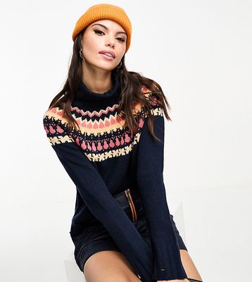 Barbour x ASOS Exclusive roll neck Fair Isle knit sweater in navy