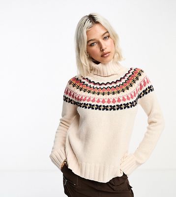 Barbour x ASOS exclusive roll neck fairisle knit sweater in oat-Neutral