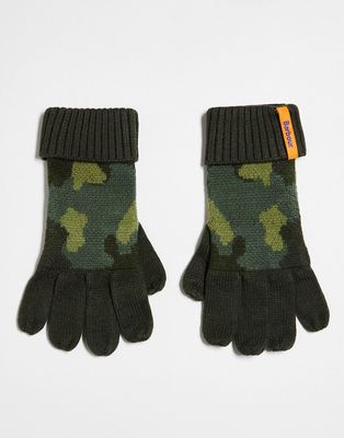 Barbour x ASOS exclusive unisex knitted gloves in camo-Green