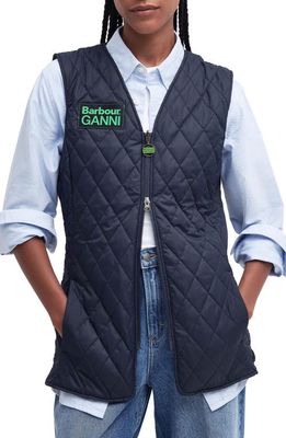 BARBOUR X GANNI Betty Reversible Quilted Vest in Navy/Classic