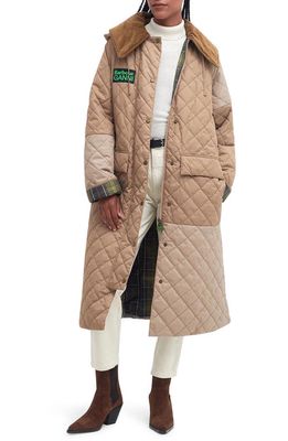 BARBOUR X GANNI Burghley Oversize Quilted Coat in Honey/Light Trench/Classic
