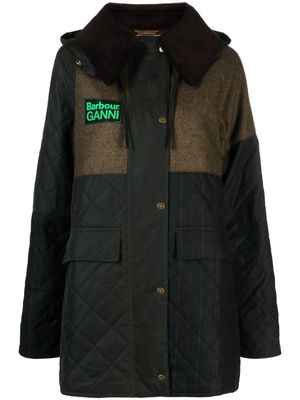 Barbour x GANNI Burghley quilted waxed jacket - Green