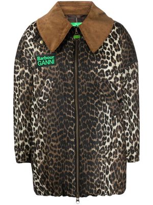 Barbour x GANNI leopard-print bomber jacket - Black