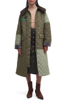 BARBOUR X GANNI x Ganni Burghley Oversize Quilted Coat in Fern/Light Moss/Classic