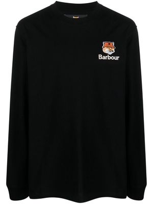 Barbour x Maison Kitsuné logo-embroidered cotton sweatshirt - Black