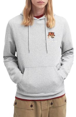 Barbour x MK Beaufort Fox Embroidered Cotton Hoodie in Grey Marl