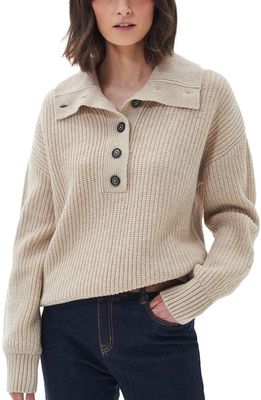 Barbour Yarrow Wool Blend Polo Sweater in Oatmeal