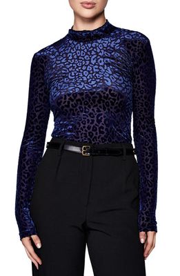 Bardot Adoni Leopard Burnout Bodysuit in Blue Leo