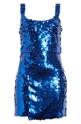 Bardot Agneta Sequin Faux Wrap Minidress in Vibrant Blue