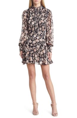 Bardot Amelie Floral Long Sleeve Minidress in Apricot Floral