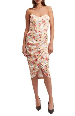 Bardot August Print Strapless Corset Dress in Sunny Floral