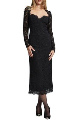 Bardot Aurora Lace Long Sleeve Midi Dress in Black