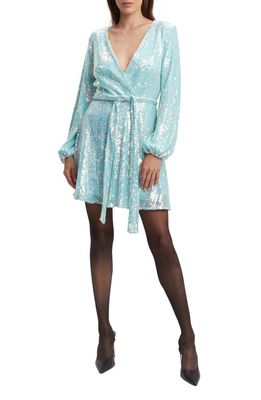 Bardot Bellissa Sequin Long Sleeve Minidress in Aqua