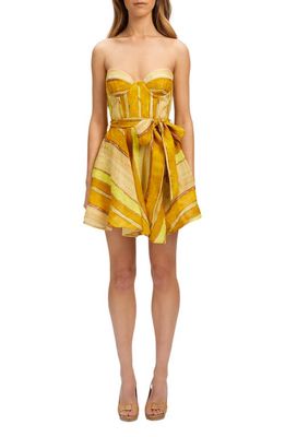 Bardot Brynne Strapless Minidress in Yellow Stripe