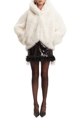 Bardot Callan Hooded Faux Fur Jacket in White