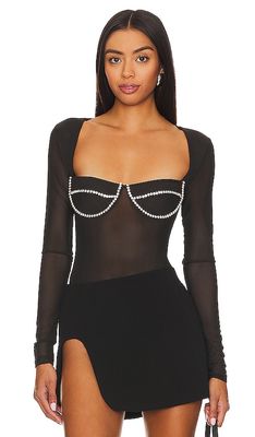 Bardot Carter Diamante Bodysuit in Black
