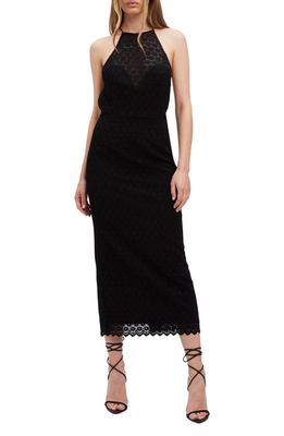 Bardot Chameleon Lace Halter Midi Dress in Black