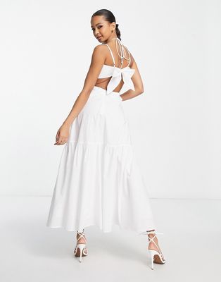 Bardot cut-out flowing midaxi dress in ivory-White