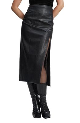 Bardot Dante Faux Leather Midi Skirt in Black