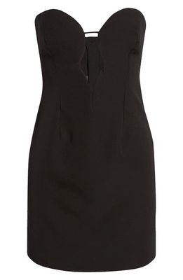 Bardot Eleni Plunge Neck Strapless Minidress in Black
