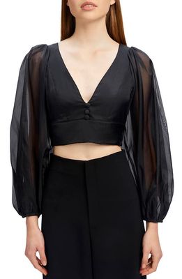 Bardot Eva Organza Crop Top in Black