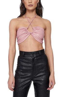Bardot Faux Leather Crop Top in Blush Pink