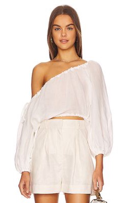 Bardot Gianna One Shoulder Top in Ivory
