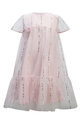 Bardot Junior Kids' Emarie Sequin Faux Feather Party Dress in Powder Pink