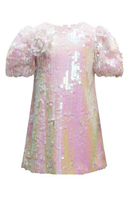 Bardot Junior Kids' Giselle Puff Sleeve Sequin Minidress in Cameo Pink
