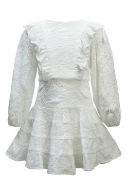 Bardot Junior Kids' Loretta Sequin Embroidered Long Sleeve Chiffon Party Dress in Ivory